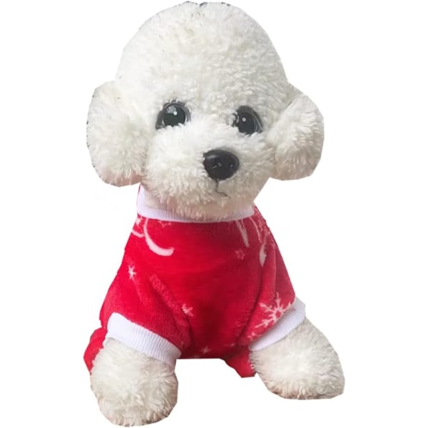 Jule små hundepyjamas Snøfnugg Valp Jumpsuit Kjæledyr Xmas Klær Myk Flanell Hund Onesie Antrekk Julenisse Hund Pjs Kaldt Vær Katt Klær (M, Rød)