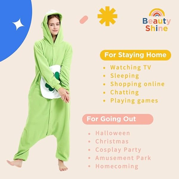 Unisex Vuxen Cartoon Kostym Halloween Jul Nattkläder Jumpsuit Onesies Plysch Cosplay Pyjamas Grön Björn M