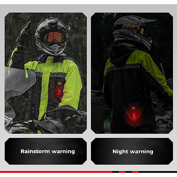 Motorcykel Regnjacka Byxor LED Varning Regnrock Delad Dräkt Reflekterande Vattentät Keps Ogenomtränglig För Ridning Cykling Motocross Black Grey LED M