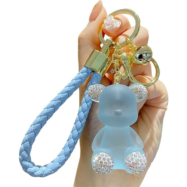 Söt Diamond Bear Nyckelring Kawaii Nyckelringar Armbandsrem Handledsband för kvinna tjej