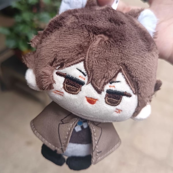 Plyschnyckelring, 4\" söt Chibi plyschfigur Nyckelring Hänge för ryggsäck, Dazai Osamu Chuuya Rampo Dostoevsky Plysch för BSD-fans (Dazai Osamu)