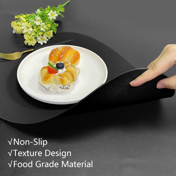Dining Läder Placemats Set om 4 Avtorkbara Tvättbara Place Mats för Fyrkantigt Rundt Bord Lätt att Rengöra Bordstabletter för Kök Uteplats Inomhus Utomhus