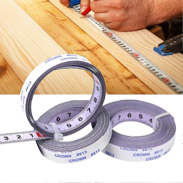 1/2/3/4/5/6m Sentrert Målelinjal Selvklebende Rustfritt Stål Metrisk Sporbåndmål 5