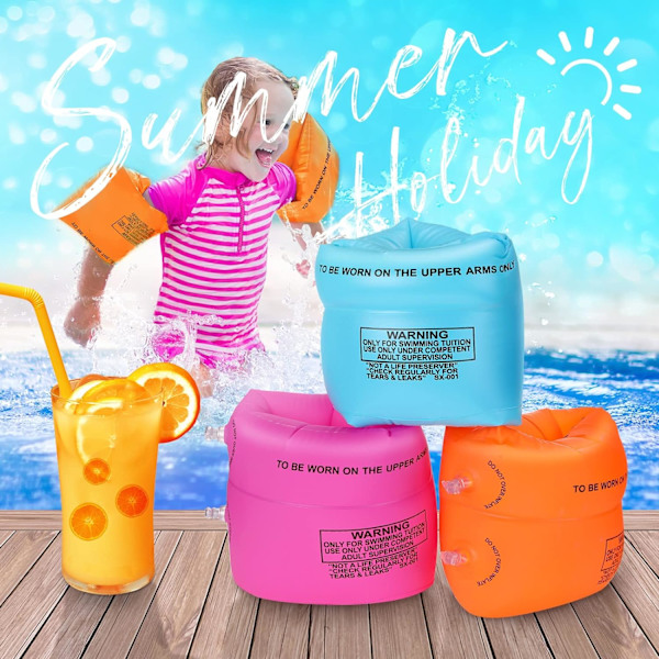 12-pack armfloaties simband, uppblåsbara vattenflottör, flytärmar, simringar, tubarmar, rullbara armfloaties (gul, blå, rosröd)