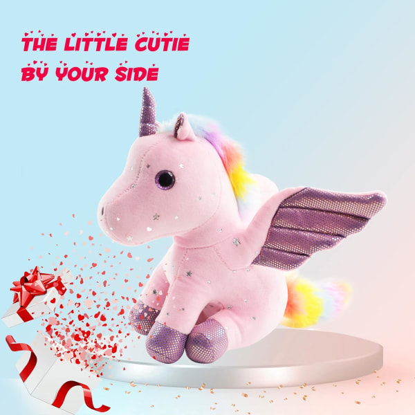 Sy Butiful 8-tums Unicorn gosedjur, söta Unicorn presentleksaker för flickor, Unicorns Födelsedagspresenter mjuka plyschleksaker set (rosa)