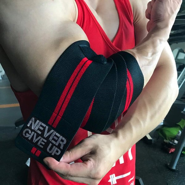 Professionella armbågslindningar Elastiska remmar Brace Support Protector för styrketräning Bodybuilding Gym Fitness