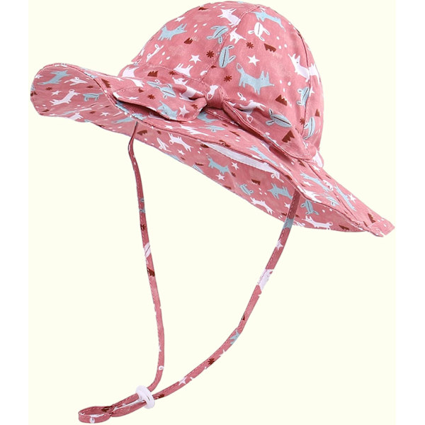 Söta tecknade/blommiga solhattar för flickor/pojkar Justerbar bred brätte Solskydd Hatt Lätt keps