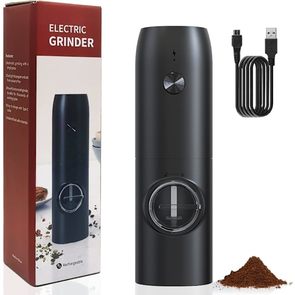 USB-oppladbar elektrisk pepperkvern Justerbar grovhet Elektrisk salt- og pepperkvern Automatisk krydderkvern med LED-lys