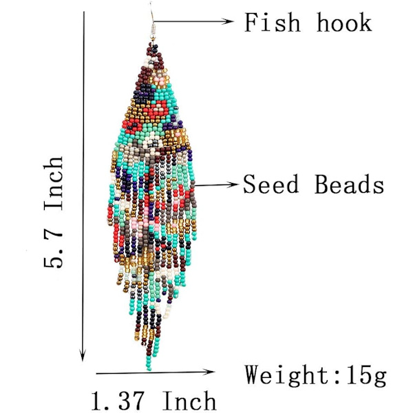 Heyone Lange Perleøreringe \2013 Boho Native Håndlavede Perle Tassel Øreringe til Kvinder og Piger, Bohemian Store Statement