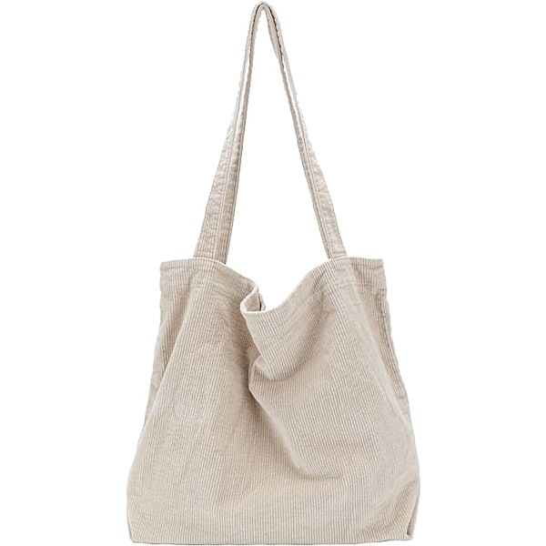 Cordfløjls Tote Bag til Kvinder Pige Lærred Skuldertasker Sød Stor Taske