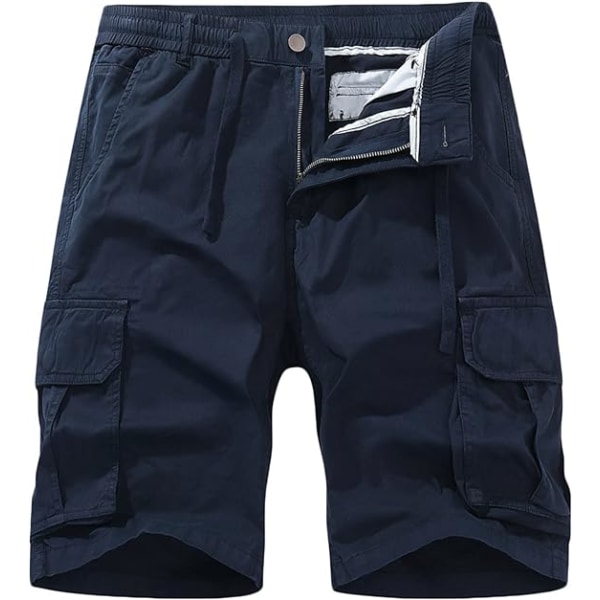 Shorts Herr Cargo Shorts Herr Plus Size Elastisk midja Dragsko Cargo Korta Byxor Lätt dragkedja Multi