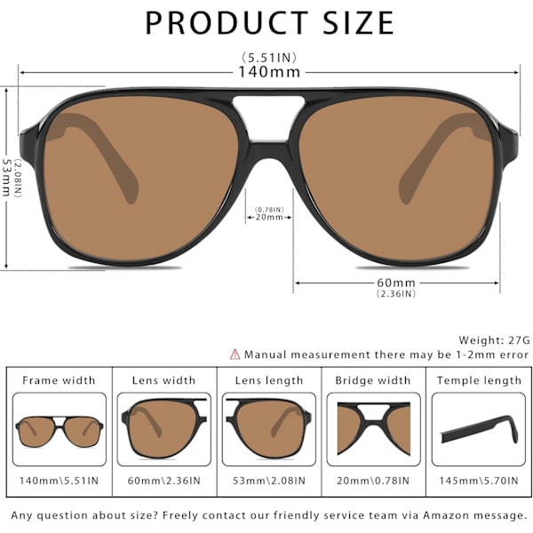 Klassinen Vintage Aviator Aurinkolasit Naisille Miehille Suuri Kehys Retro 70-luvun Aurinkolasit