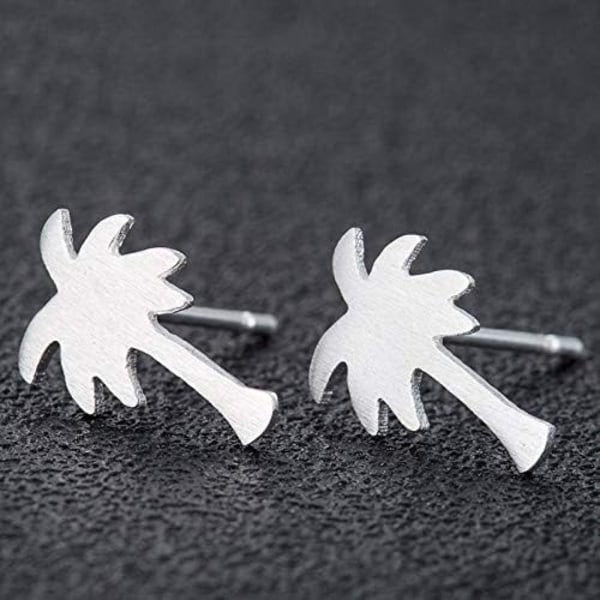 Heyone Rustfrit Stål Tiny Strand Palme Stud Øreringe Sommerferie Smykker