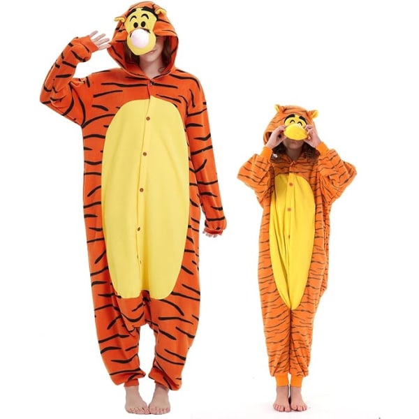 Unisex Aikuisten Piirretty Puvustukset Halloween Joulu Unipuku Haalarit Onesies Plus Cosplay Pyjamat Tigger XL