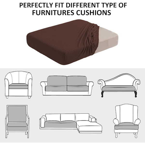 Vandtæt Sofa Pudebetræk Jacquard Høj Elastisk Stof Møbelbeskytter til Stue, Vaskbart Sofa Betræk 1 Sæde (Polstring, Chokolade Farve)