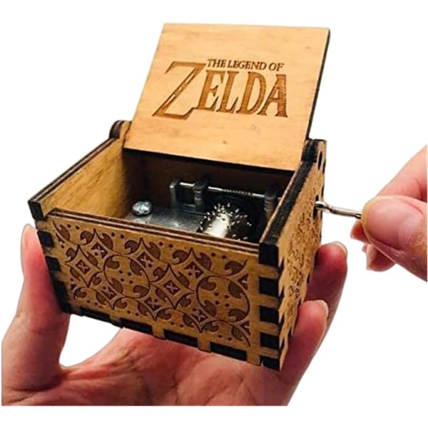 The Legend of Zelda filmtema Antik snidad speldosa Handvev trämusiklåda leksak