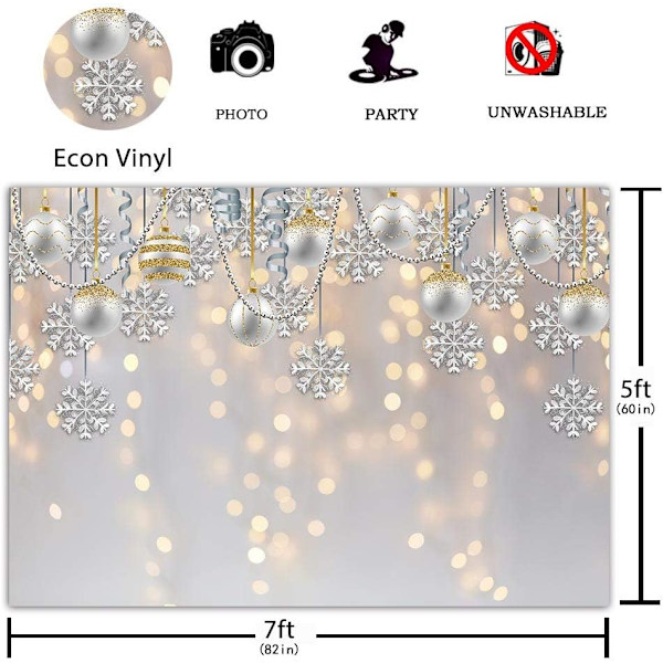 7x5ft Talvimarjapuutarha Juhla Tausta Valokuvaus Valkoinen Joulu Merry Xmas Lumhiutale Glitter Bokeh Tausta Sparkle