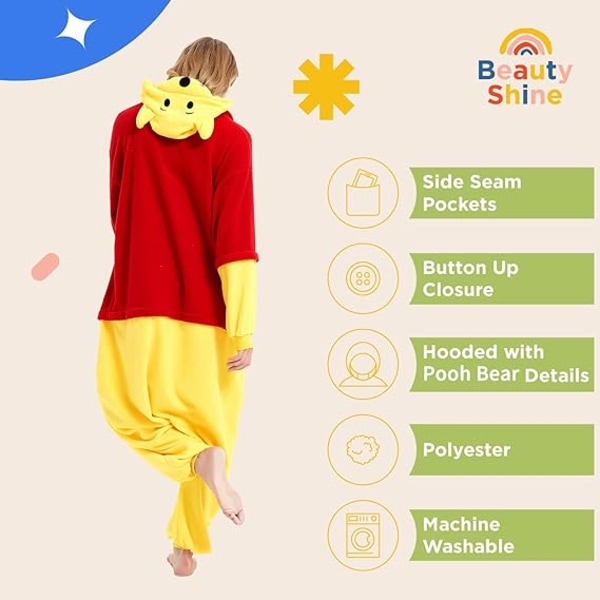 Unisex-aikuisen sarjakuva-asu Halloween joulu yöasu haalari Onesies pehmo cosplay pyjama Winnie the Pooh L