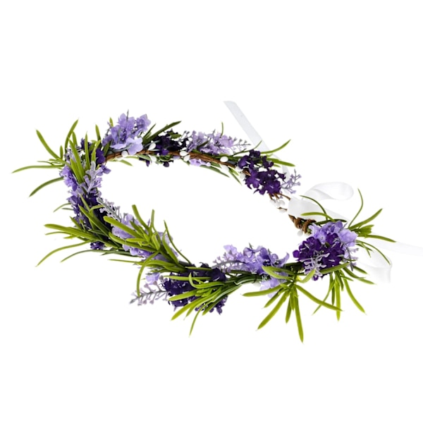 Justerbar brudeblomst krans hodebånd blomsterkrone hårkrans halo F-83 (Lavendel)