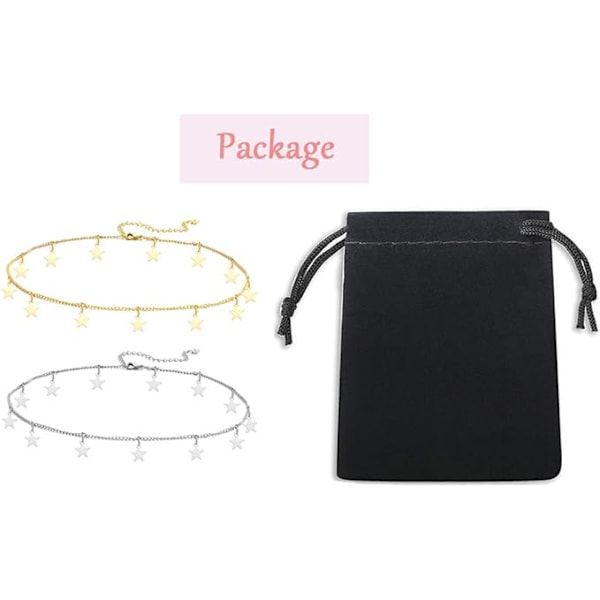 Gullstjerne Choker Halskjede for Kvinner Søt Halskjede for Tenåringsjenter Trendy Stjerne Halskjede Choker Justerbar