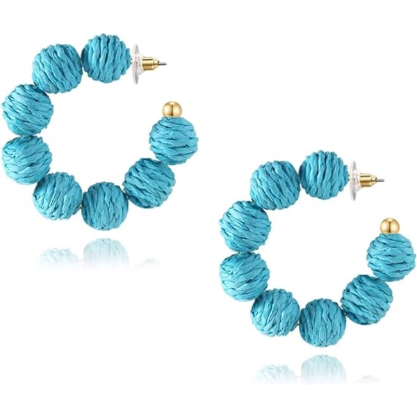 Fletøreringe i rattan - sommerlige boho-øreringe med raffia-kugler - lette strå-øreringe med flettet statement til kvinder og piger