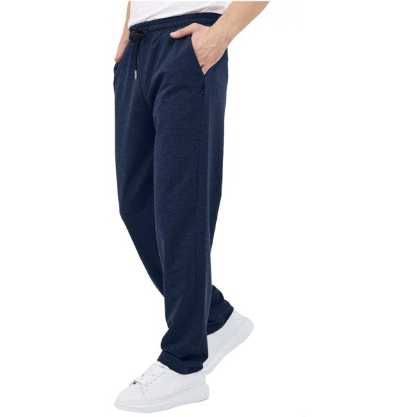 Träningsbyxor för män med fickor, Casual Herrbyxor Plus Size Lös elastisk midja Dragsko Joggingbyxa