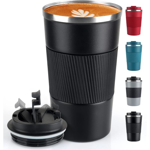 Kaffemugg 17oz - Isolerad kafferesemugg Spillsäker med läckagesäkert lock Vakuum termos kaffetumlare i rostfritt stål