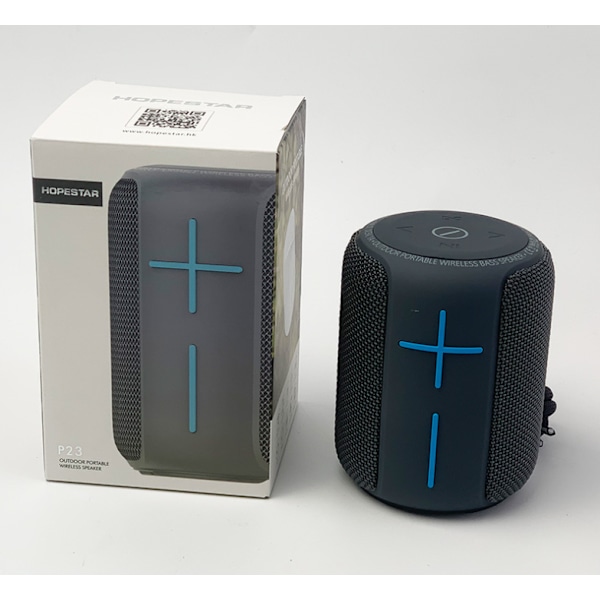 Bärbar trådlös Bluetooth-högtalare, 360 graders bas, vatten-/dammtät 33 meter (100 fot) räckvidd - grå