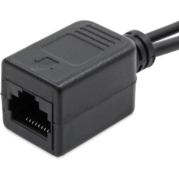 1 par 12V RJ45 Passiv Power over Ethernet PoE Adapter Injektor + Distributør Kit (Svart)