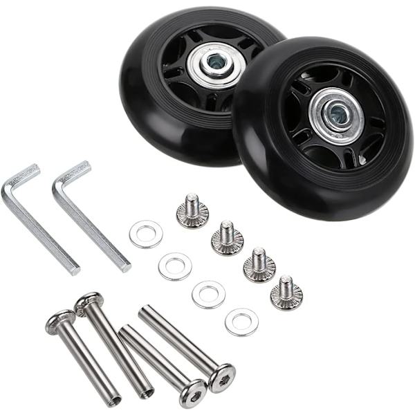 70mm x 24mm Bagagekuffert Udskiftningshjul, Gummi Svinghjul Lejer Reparationssæt, Et Sæt af 2