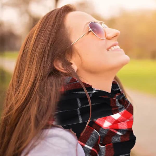 Rutete ullskjerf vinter varmt kasjmir rødlig svart