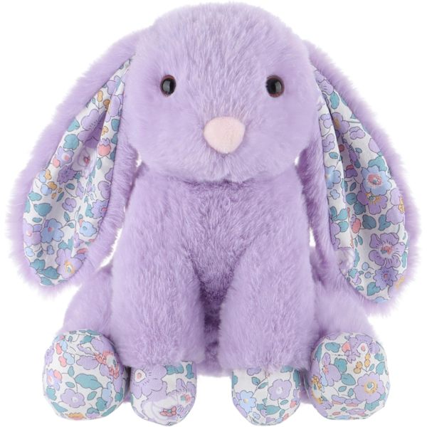 Lam legetøj plys lilla kanin kanin udstoppet dyr med fluffy bløde blomsterører 7,9 tommer