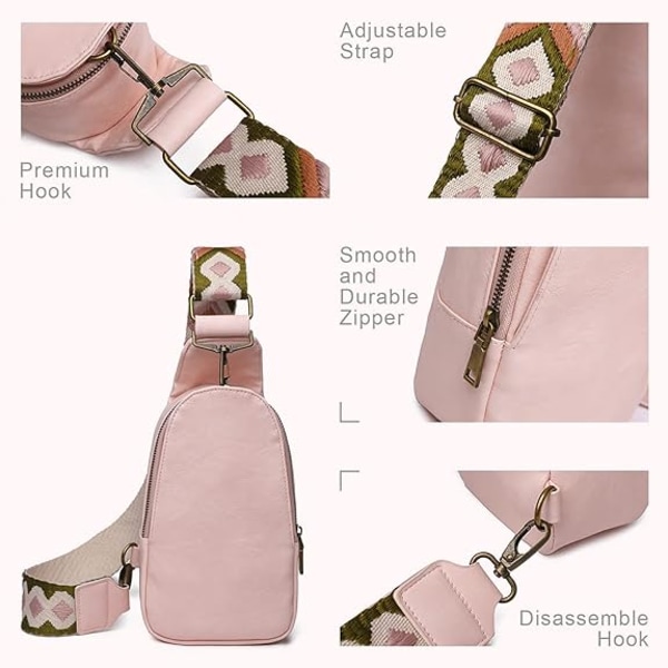 Kvinnors bröstväska axelväska liten crossbody dagryggsäck gitarrrem handväska PU läder sadelväska axelväska för resor