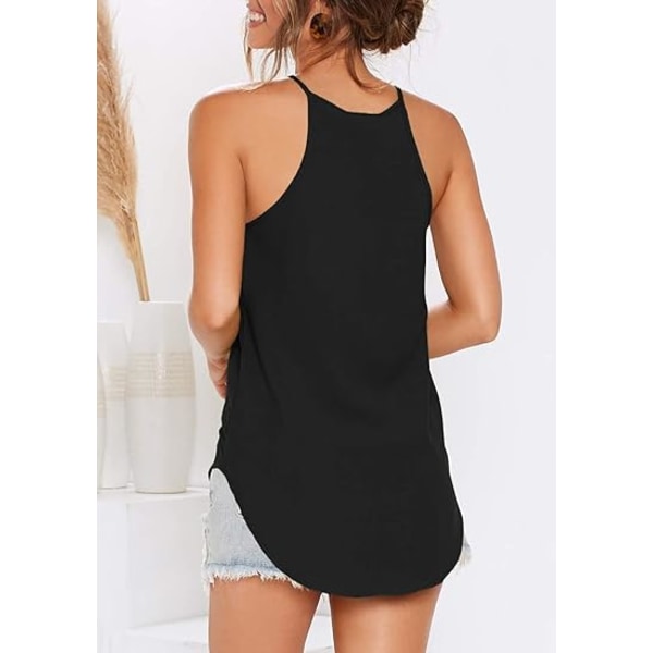 Damtröjor Ärmlös Sommar Strand Halterneck Toppar Casual Basic Tee Shirts Lös Tunika Cami Tank（stor）