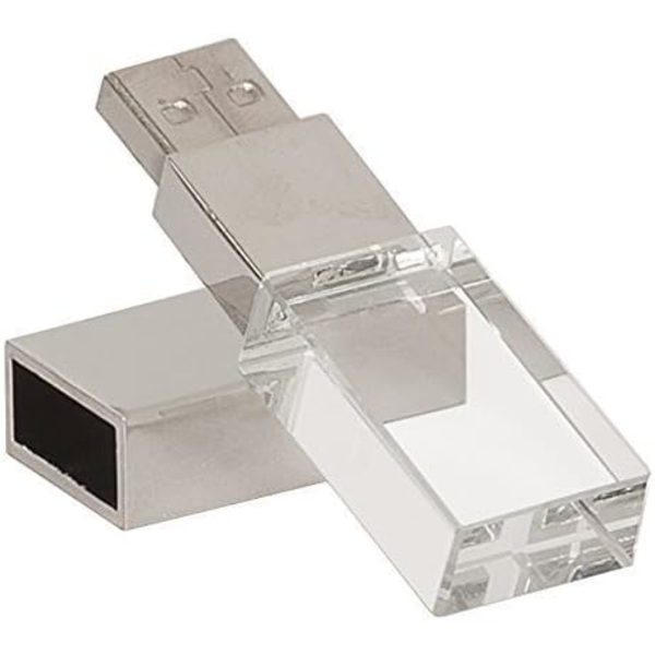 16 GB helt ny kristalltransparent rektangulär äkta USB 3.0 flash-enhet silver