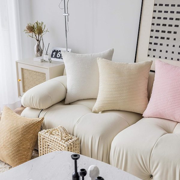 12x20 Kuddfodral, Set med 2 Ländryggskuddfodral, Solida Dekorativa Korduroy Rektangulära Prydnadskuddar för Soffa Soffstol Småbarn, 12x20 tum, Khaki