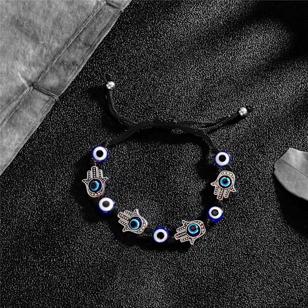 Paha silmä Hamsa käsirannekoru suojaa ja onnea varten, käsintehdyt linkkirannekkeet naisille, miehille, teini-ikäisille pojille ja tytöille, amuletti korut