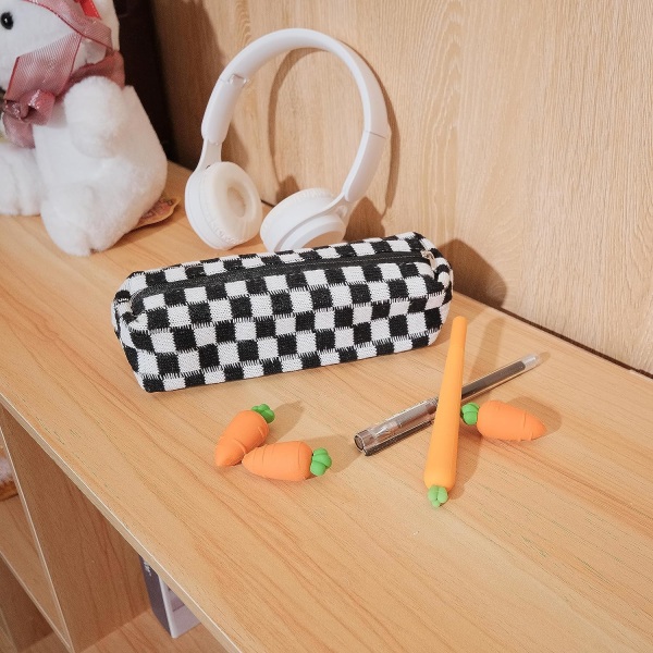 Pencil Case Pen Case Office College School Storage Bag Pouch Holder Box Organizer Makeup Pouch Cosmetic Bag Aesthetic(Black)