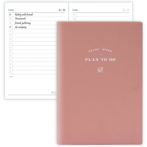 Att göra-lista Notebook 192 sidor mjukt läder Fick-att-göra-lista Anteckningsblock Checklista för dagliga planer Skolmaterial, 3,8" x 7,0", Morandi Green