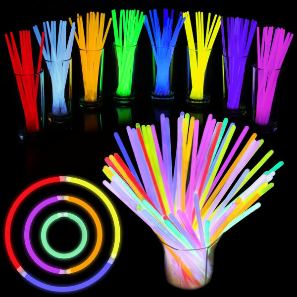 70 STK 8 tommer Glowsticks med stik | Glow in the Dark Light Up Sticks Party Favors dekorationer