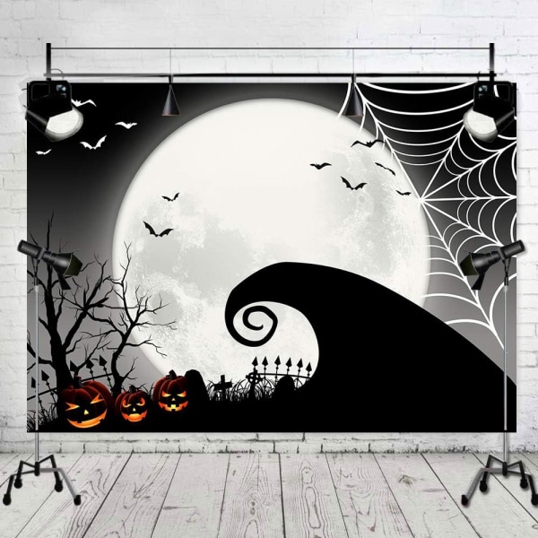 7x5ft Nightmare Halloween-temaet Fotografi Bakgrunn Skrekk Gresskar Trick or Treat Jack Tema Baby Shower Festdekor Foto