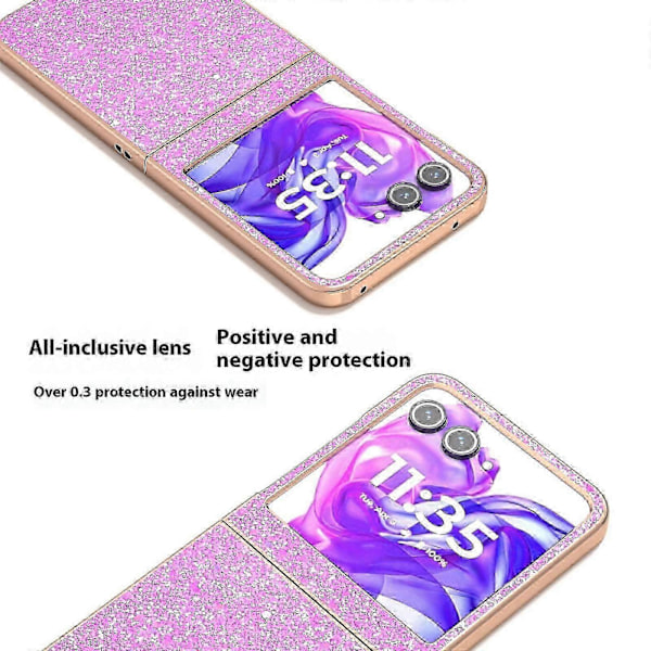 Motorola Razr 50 5g -puhelinkuori, galvanoidulla pinnoitteella, värillinen glitter-muotoilu, PU+TPU-suojakuori Barbie Pink