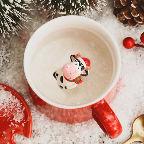 Söt julmugg i keramik Unik handmålad nyhet 3D djurkoppar, personliga choklad temjölksmuggar, för bröllop, födelsedagar