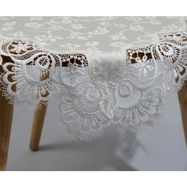 Luksusinen Neliömäinen Pieni Pöytäliina Elegantti Kukallinen Kirjailtu Pitsi Pöytäliina Juhliin Keittiöön Ruokailuun Piknikille Koristeluun (Tyyppi C, 22\"x22\")