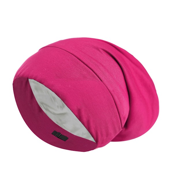Sidenhatt, sovhatt, mjuk hårscarf, skyddande hatt, satinfordrad hatt, justerbar turban, mössa, sjuksköterskehatt, hatt för mediumlockigt och krusigt hår Rose red