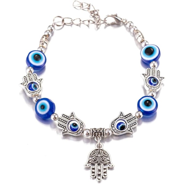 Onde øye Hamsa håndarmbånd for beskyttelse og lykke, håndlagde lenkearmbånd for kvinner menn tenåringsgutter jenter amulett smykker
