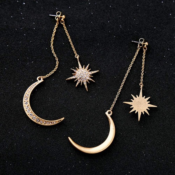 Fina långa dinglande örhängen för kvinnor och flickor, Fashion Jewellry, söta guld silver dinglande, uppgradera måne stjärnor sol örhänge