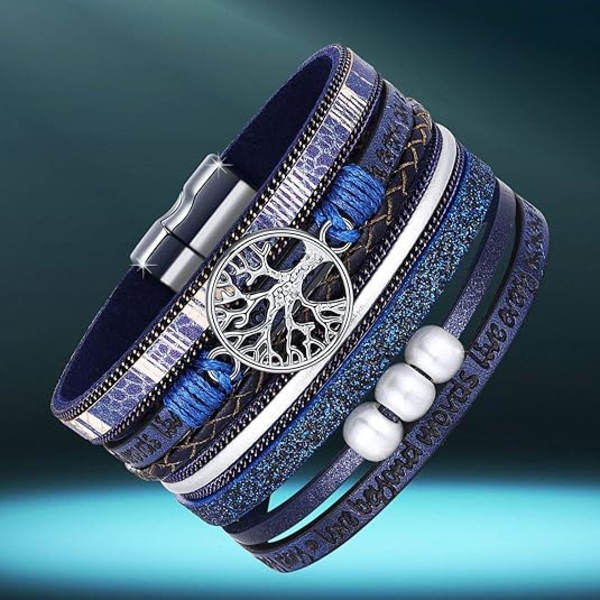 Inspirerende Livets Træ Læderarmbånd til Kvinder, Fødselsdag Jule Smykker Gaver til Teenagere Piger
