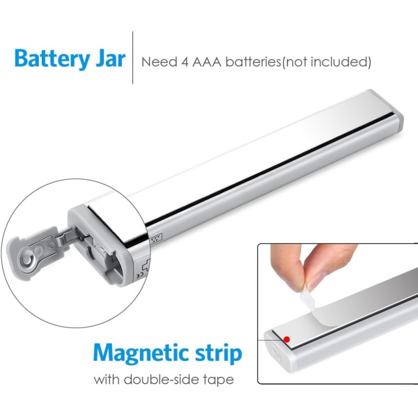 Parannetut Liiketunnistimella Varustetut Valot, Paristoilla Toimiva Liikkeen Aktivoima Kaappivalo, Kaapin Alle Asennettavat Valot Portaiden Valot, Liimattavissa Mihin Tahansa (Valkoinen - 6 Pakkaus)