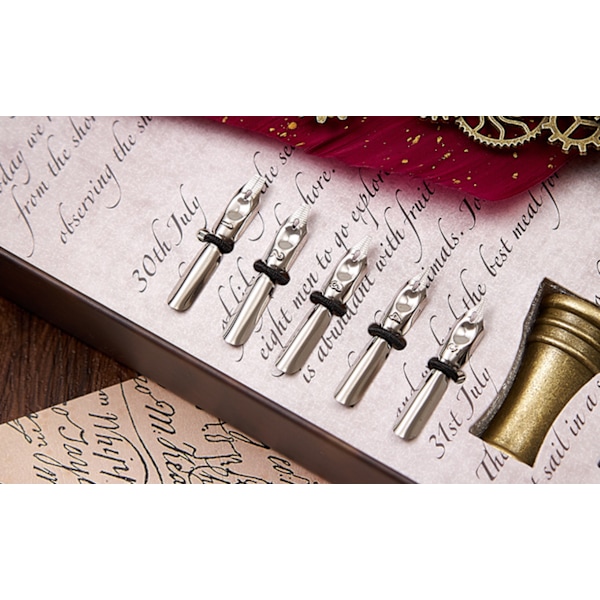 Peacock Mechanical Punk Style Wings Pen Dip Ink Set (Excluding Notebook/Notepad) Purpur